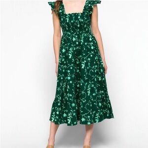 The Ellie Nap Dress - Emerald Botanical Poplin